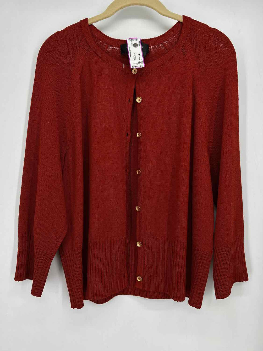 St John Size L Rust Wool Blend Cardigan
