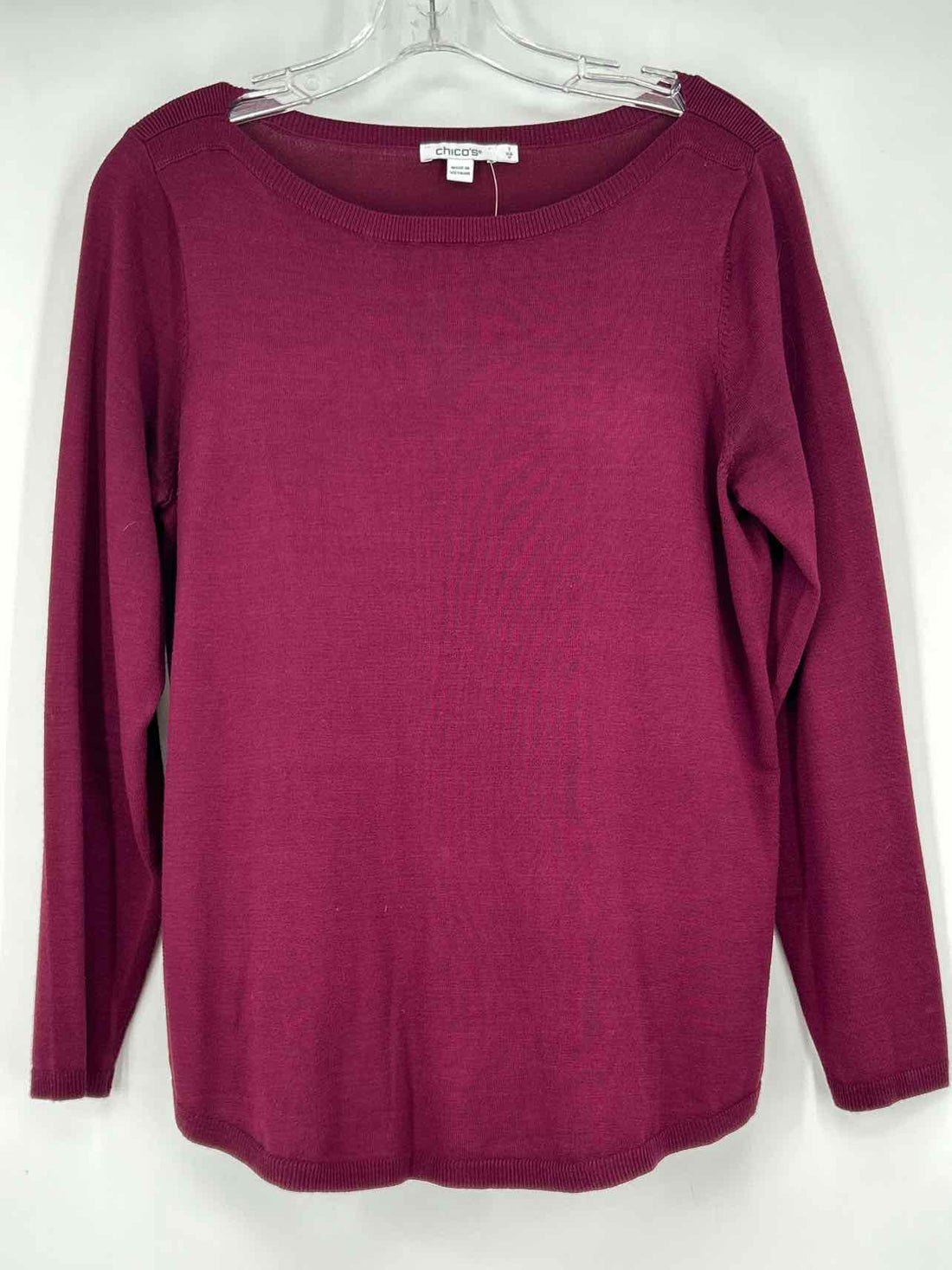 Chicos Size 1 (M) Burgandy Long Sleeve