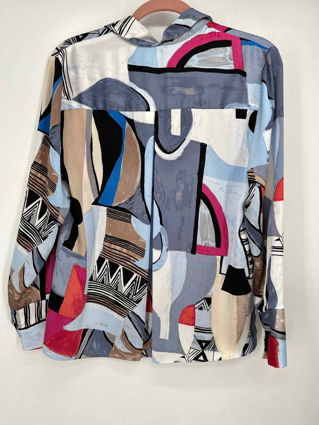 Nic+Zoe Size M Blue & Black Print Long Sleeve