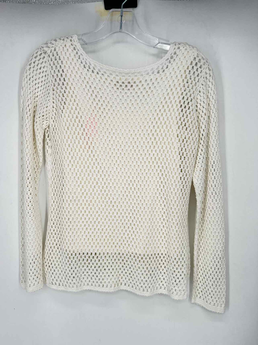 Dana Buchman Size S White Open Knit Vintage Long Sleeve