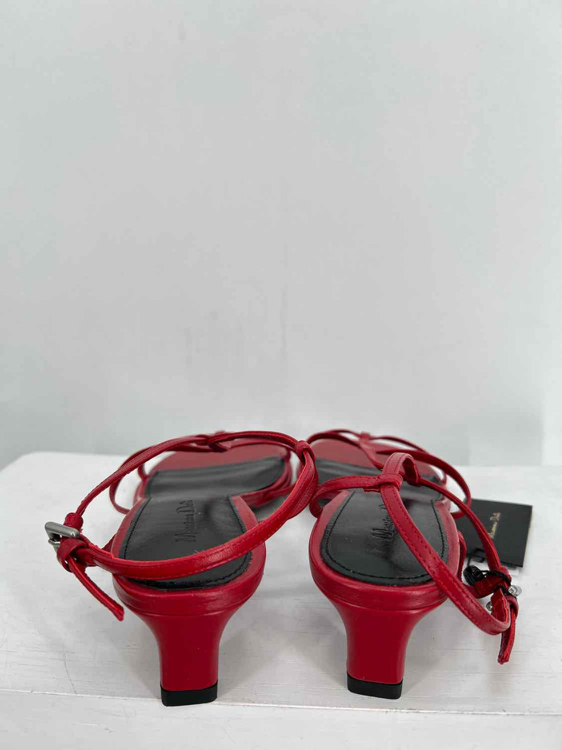 Massimo Dutti Women Size 9 Red NWT Leather Kitten Heel Sandals