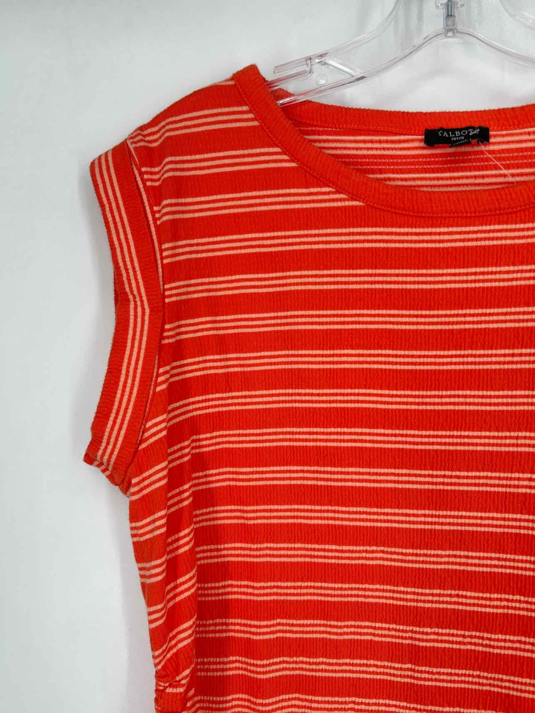 Talbots Size MP Coral Striped Short Sleeve