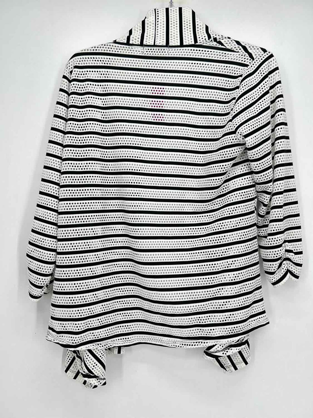 Kim Rogers Size MP White & Black Striped Perforated Cardigan