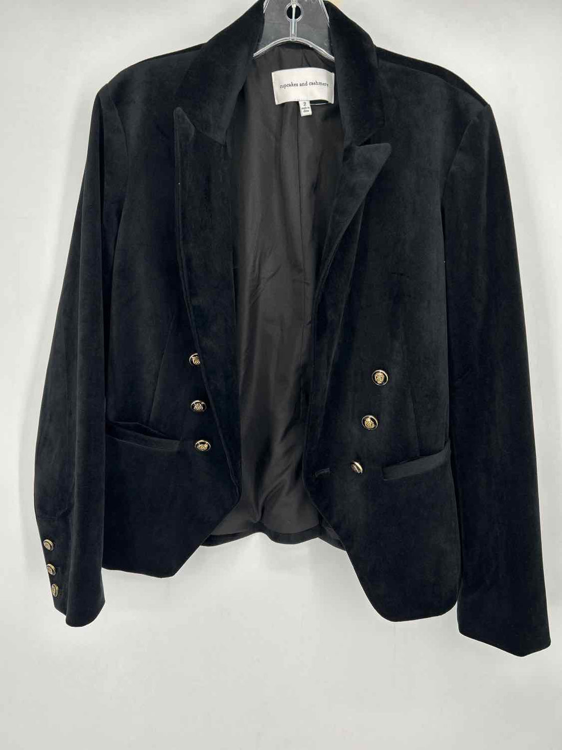 Cupcakes And Cashmere Size 2 Black Velvet Blazer