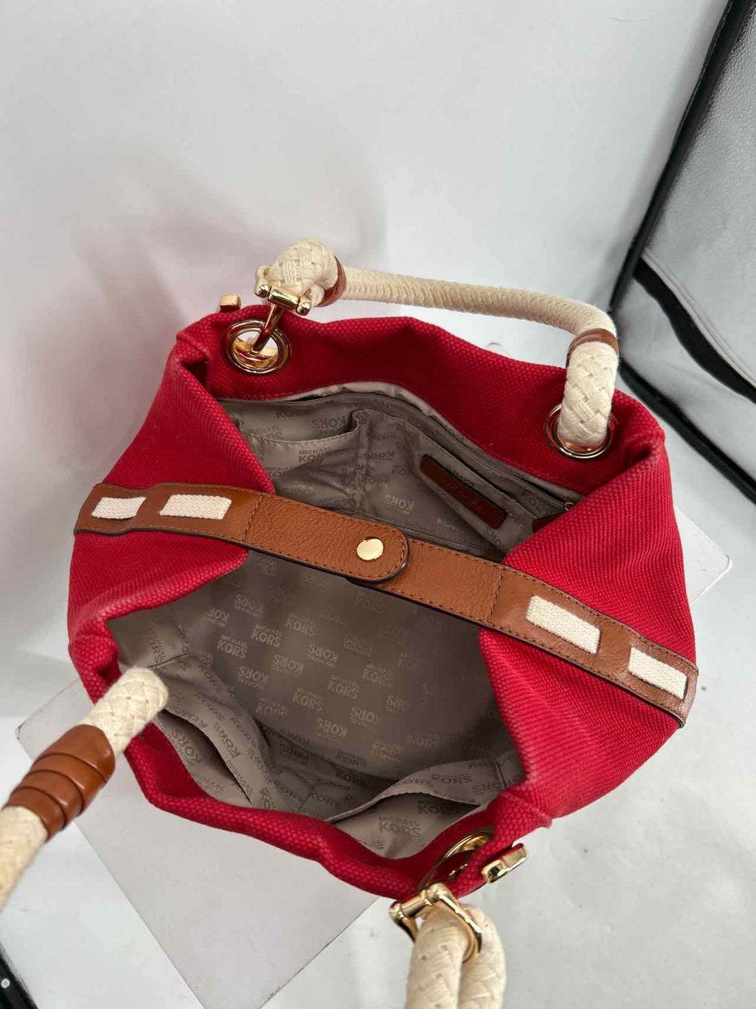 Michael Kors Red Canvas Good Shoulder