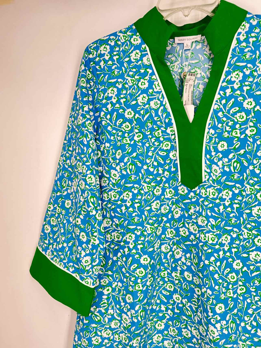 Mary Square Size L Blue & Green Floral NWT Dress