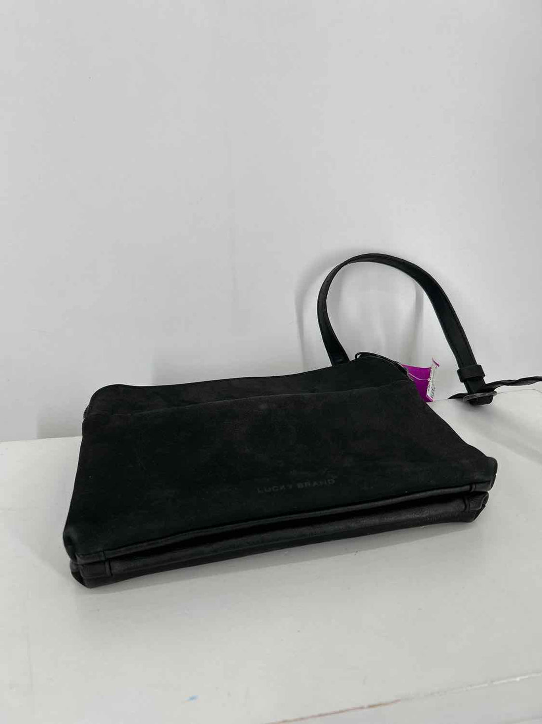 Lucky Brand Black Genuine Leather Pre Owned Crossbody
