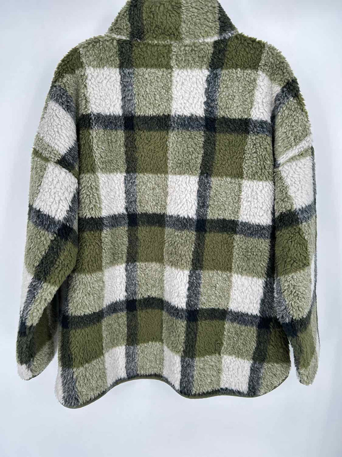 Madewell Size L Green Checkered Teddy Jacket