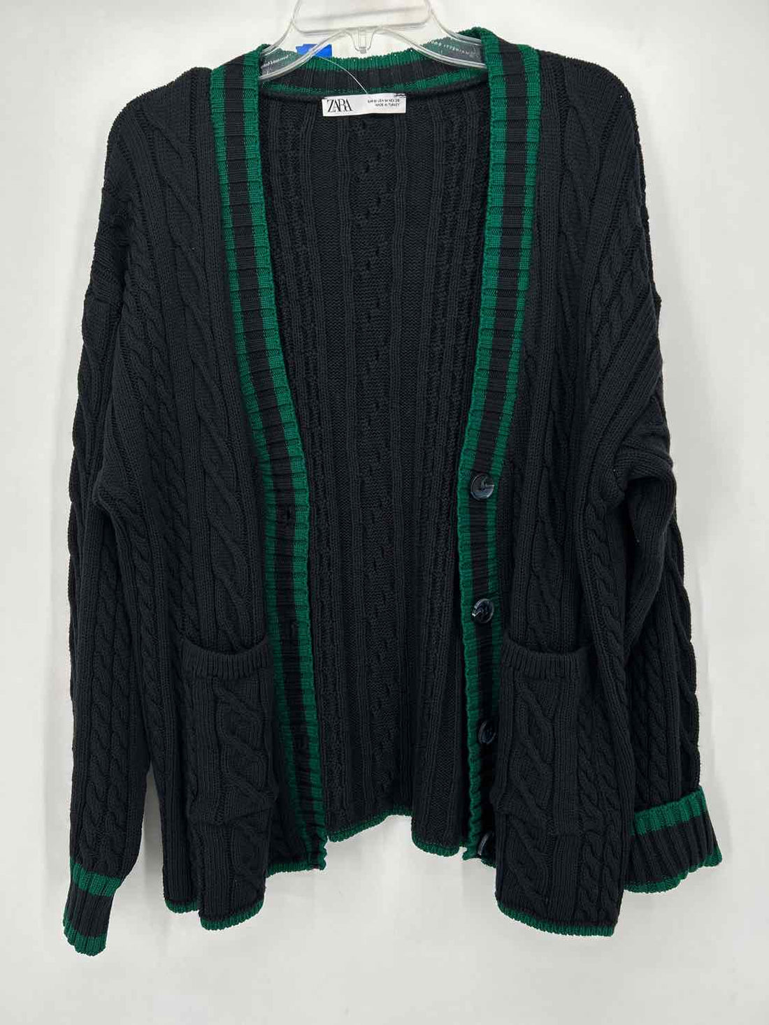Zara Size M Black & Green Cardigan