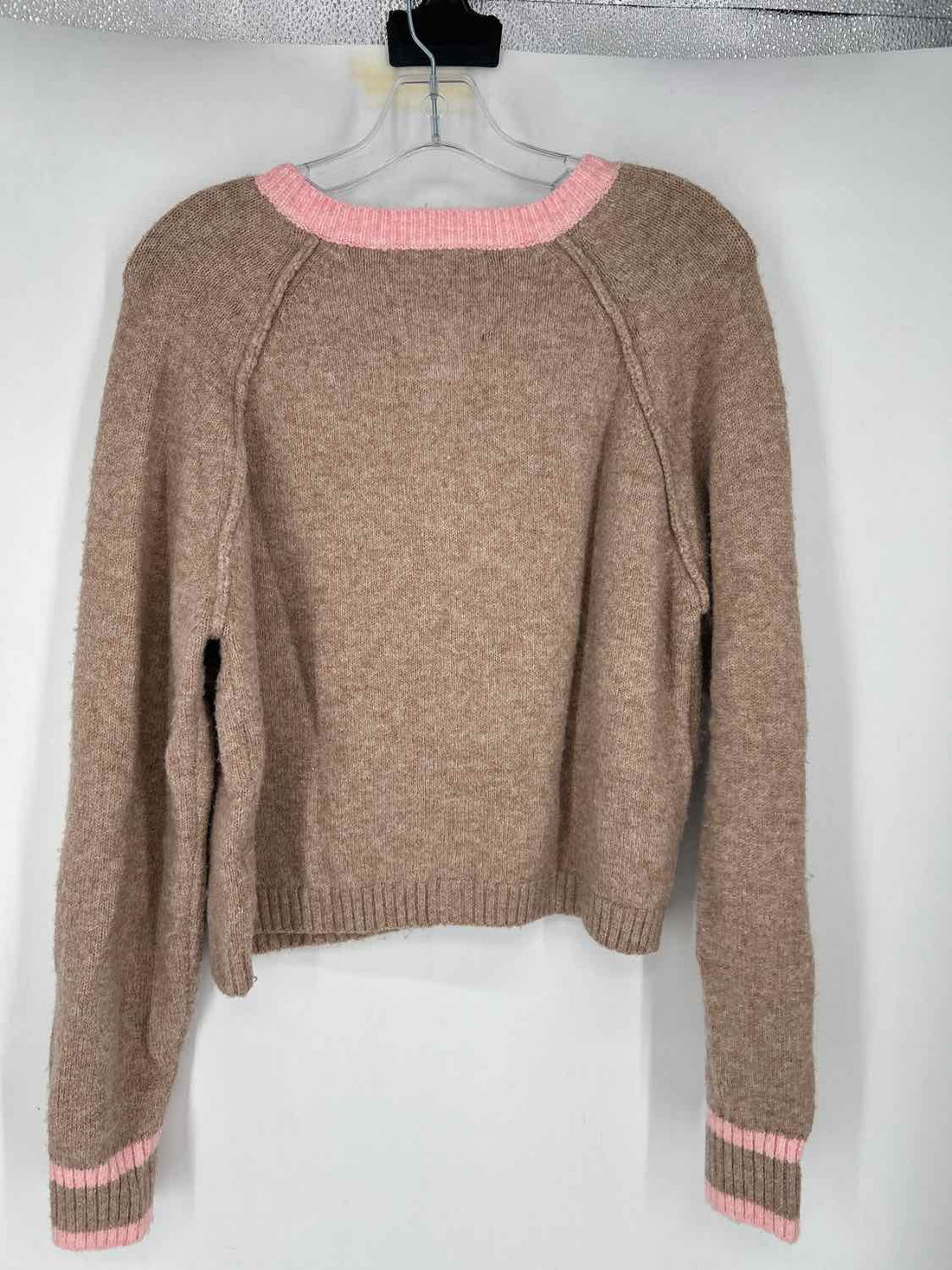 & Merci Size L Tan & Light Pink Cardigan