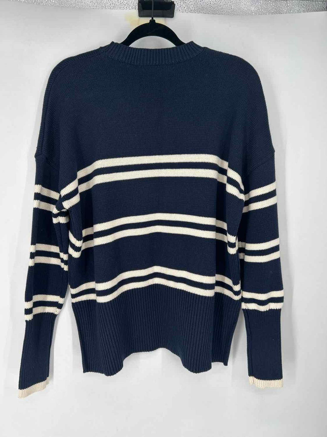 Olivaceous Size M Navy Striped Knit Sweater
