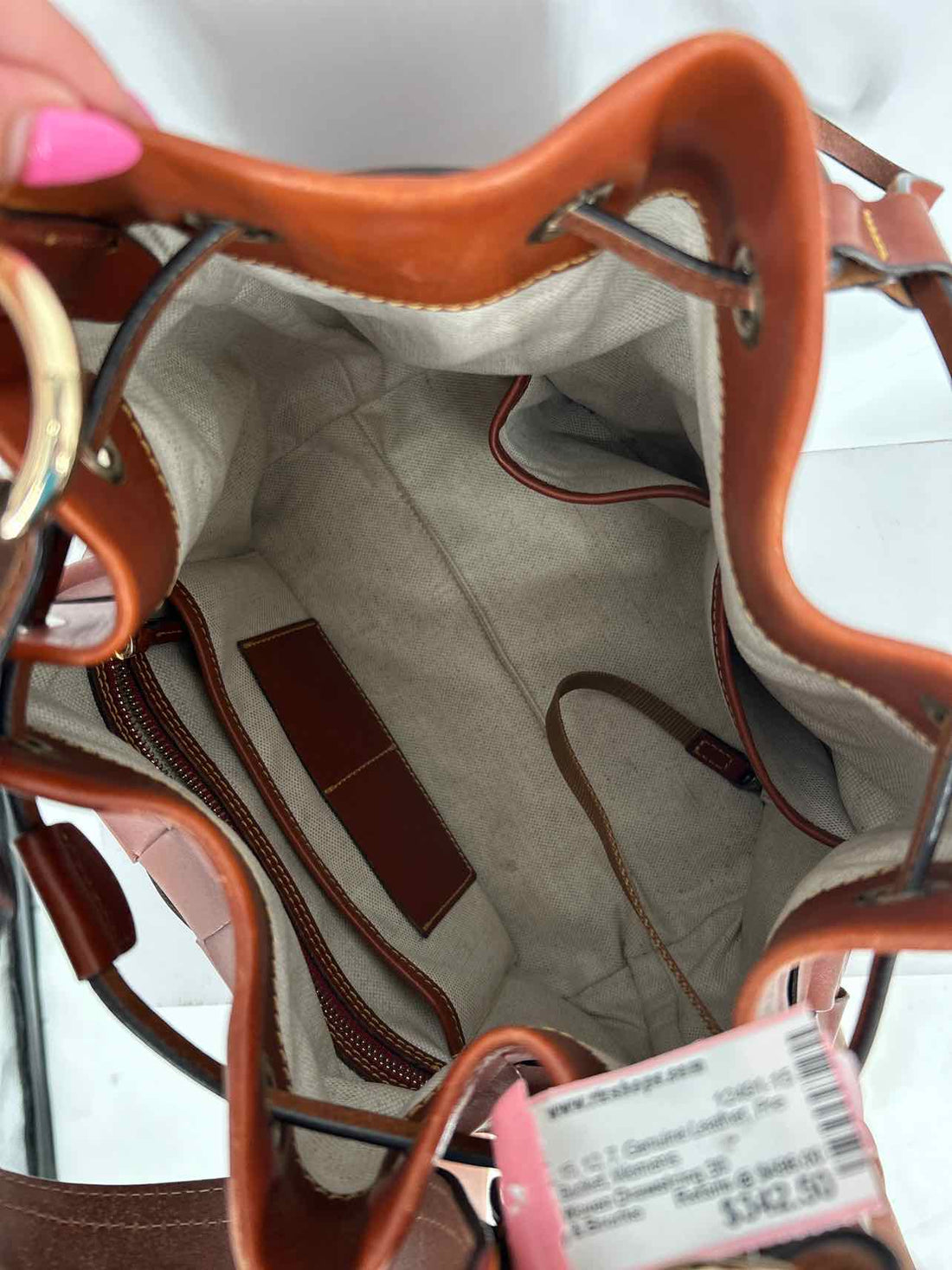 Dooney & Bourke Cognac Belmar Woven Drawstring 30