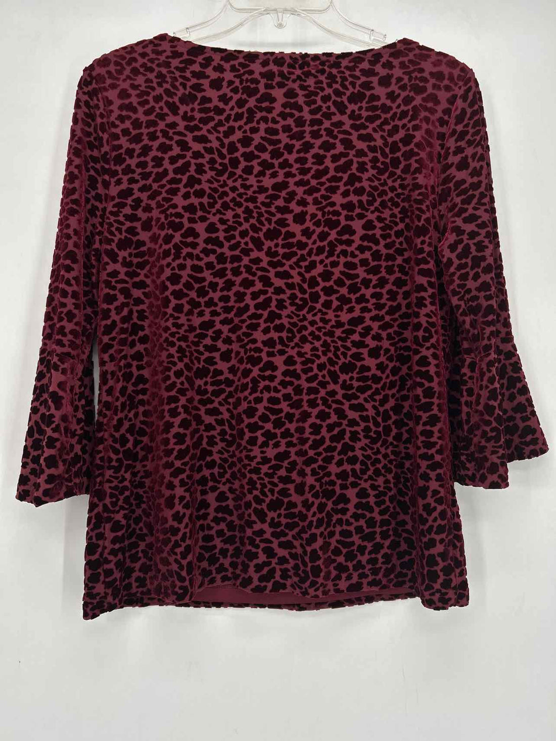 Talbots Size MP Maroon Velvet Print Long Sleeve