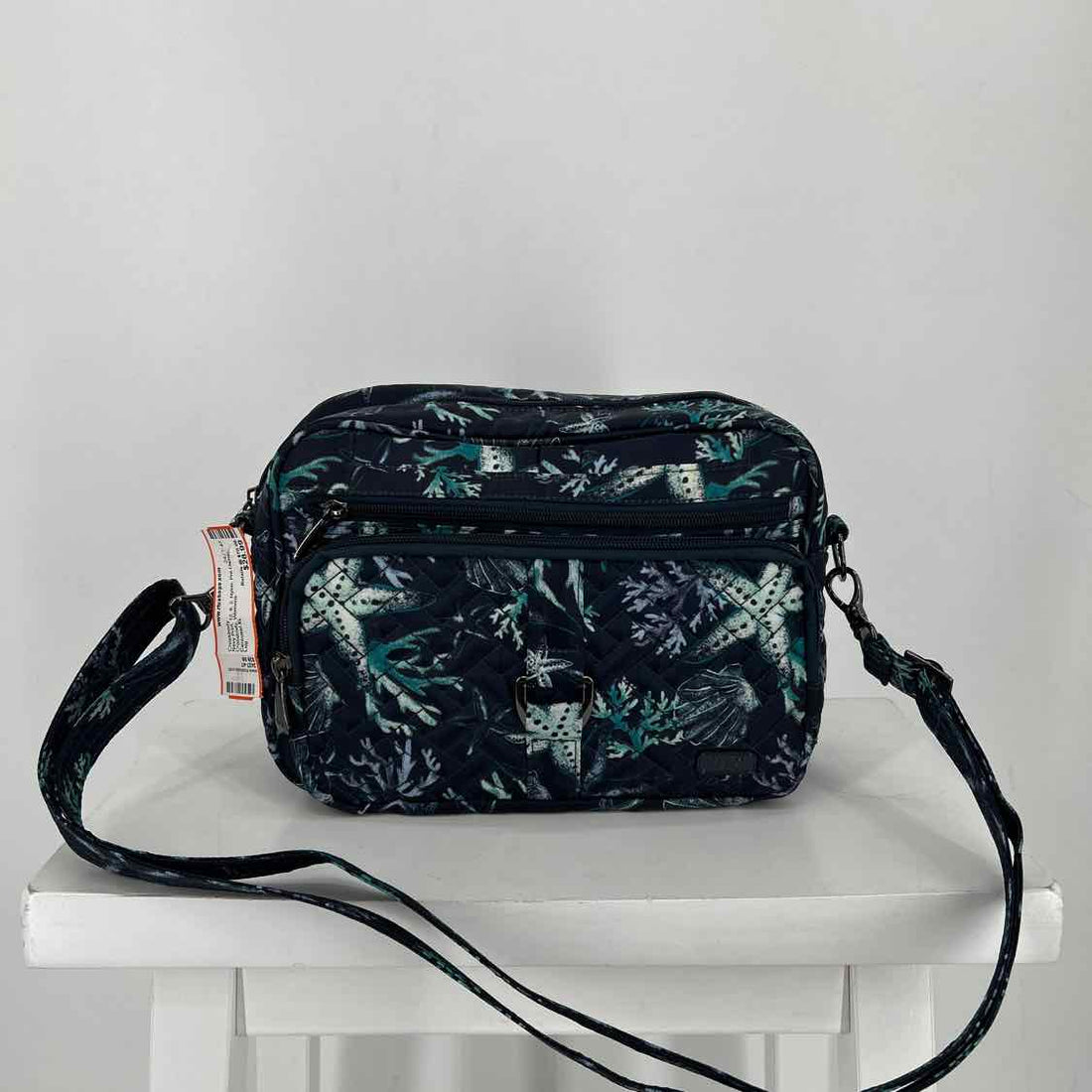 Lug Navy Print Nylon Pre Owned Crossbody
