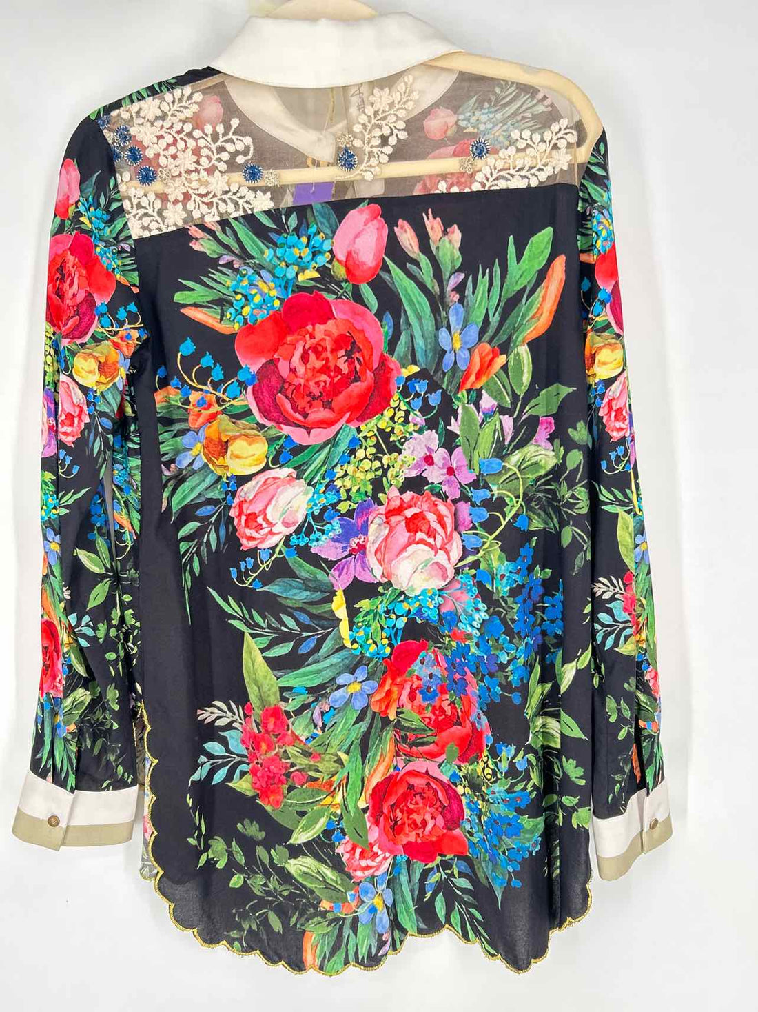 Aratta Silent Journey Size XS Black Floral Long Sleeve