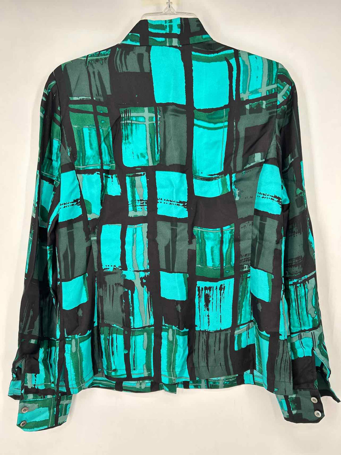 Carlisle Size 6 Teal & green print Silk Long Sleeve