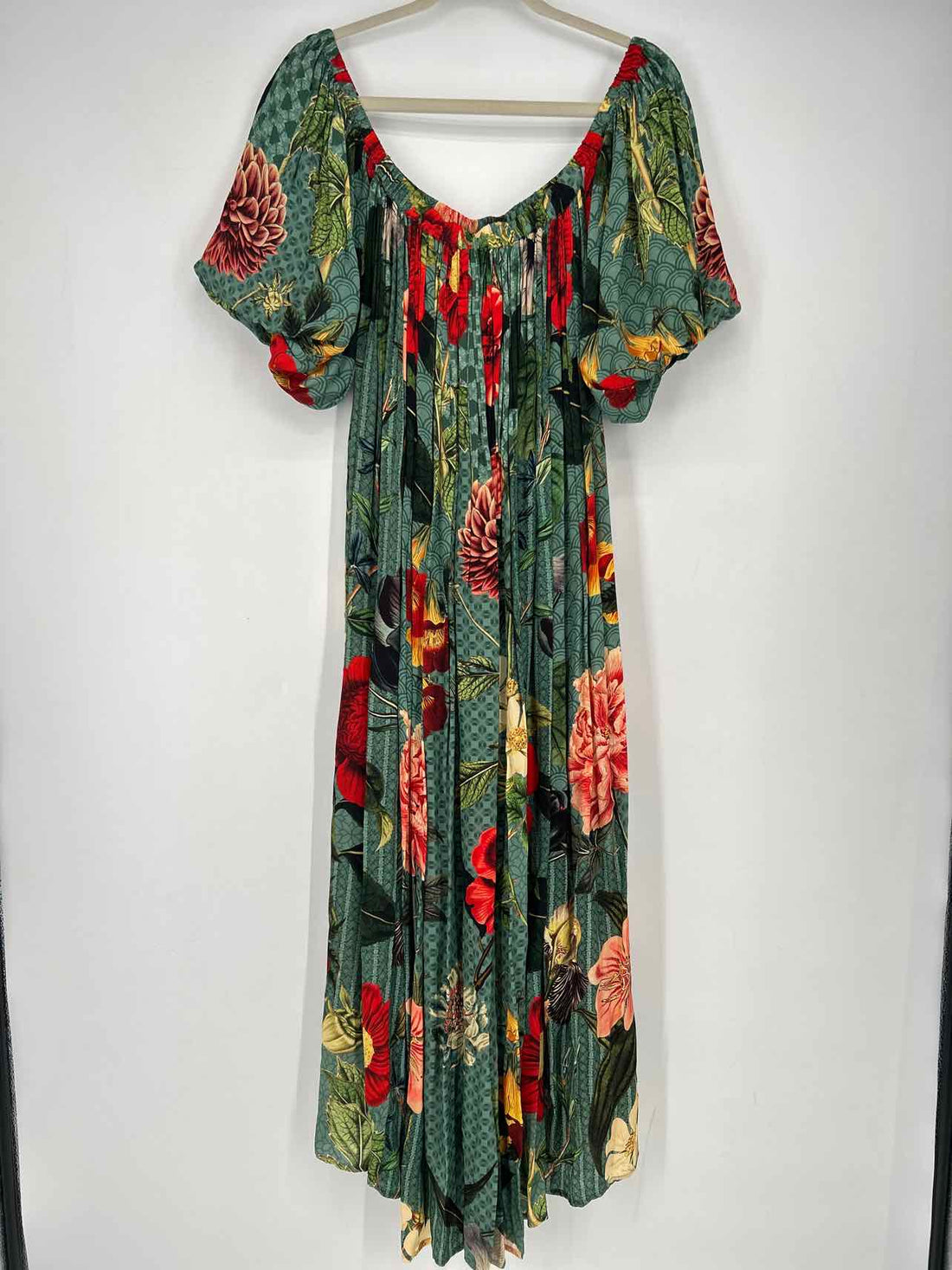 Siddhartha Bansal Size S/M Green Floral Short Sleeve Dress