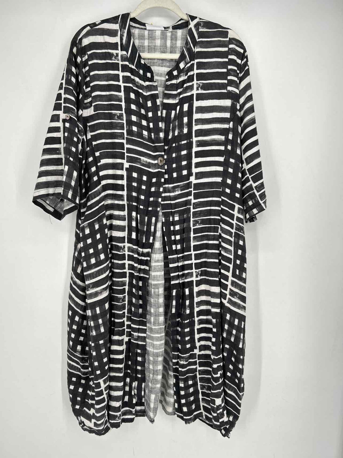 Foil Size 14 White & Navy Striped Dress