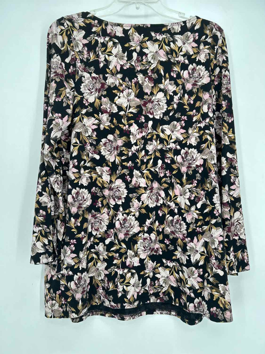J Jill Size M Black Floral Long Sleeve a