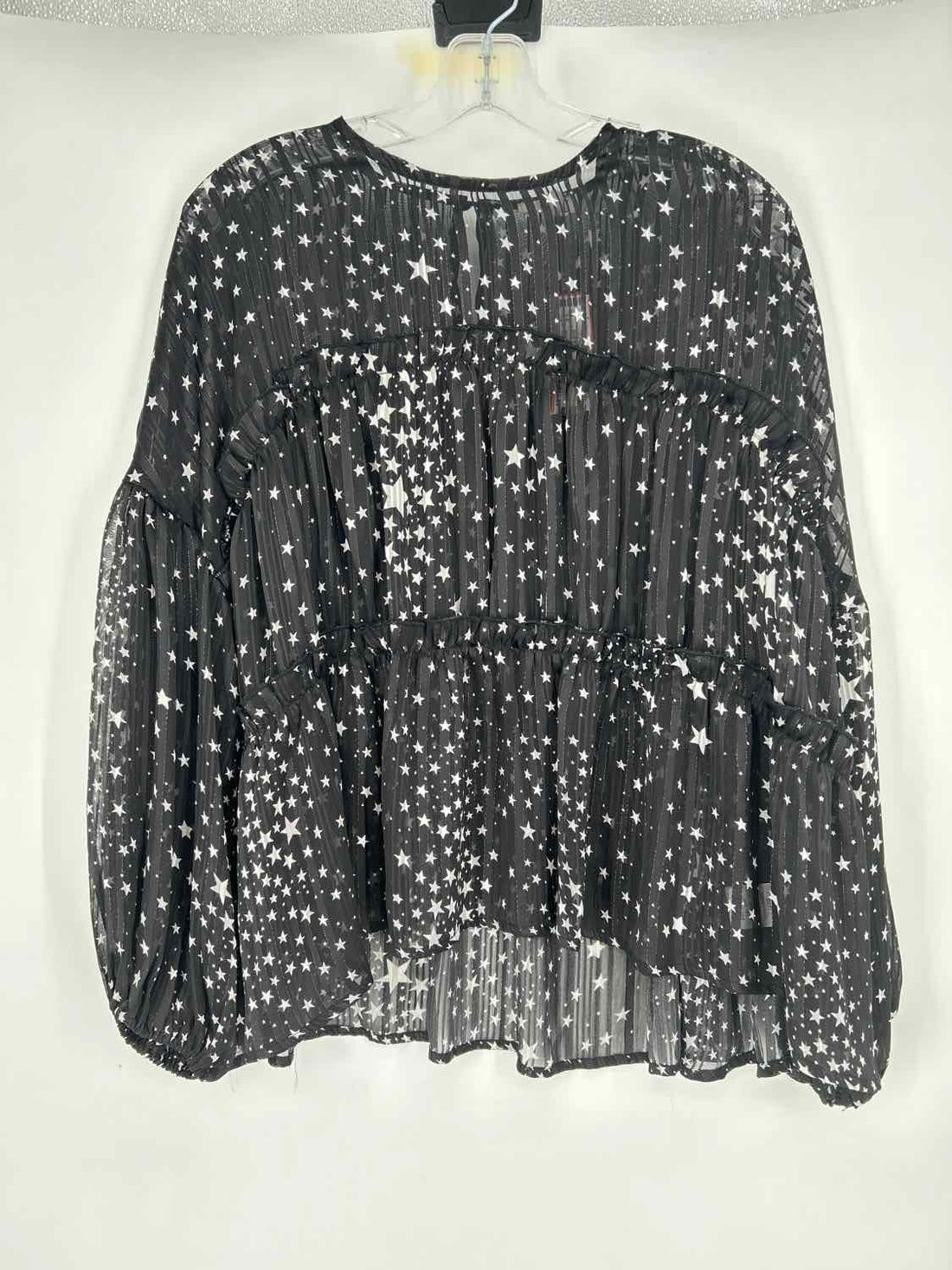 TCEC Size L Black & White Print Shimmer Long Sleeve