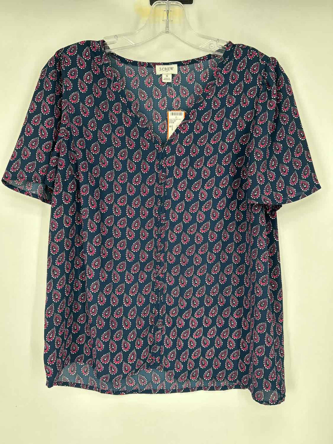 J Crew Size S Navy & Pink Print Short Sleeve