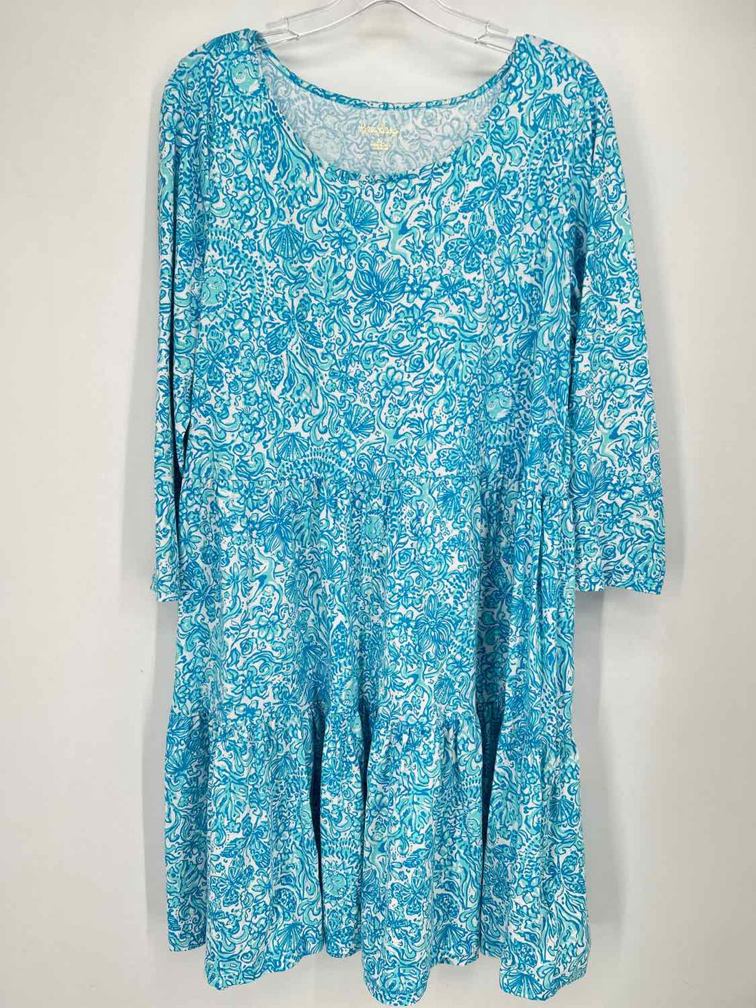 Lilly Pulitzer XL Blue & White Print Long Sleeve Lilly Pulitzer Dress