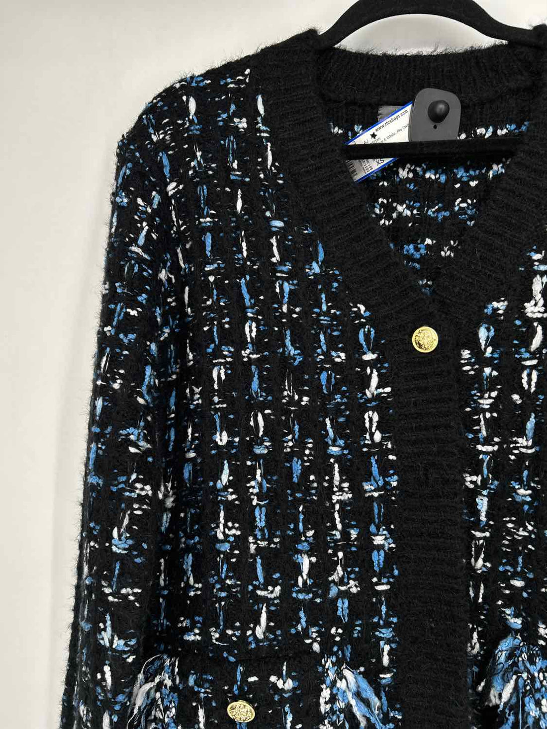 By Anthropologie Size XS Black Blue & White Cardigan