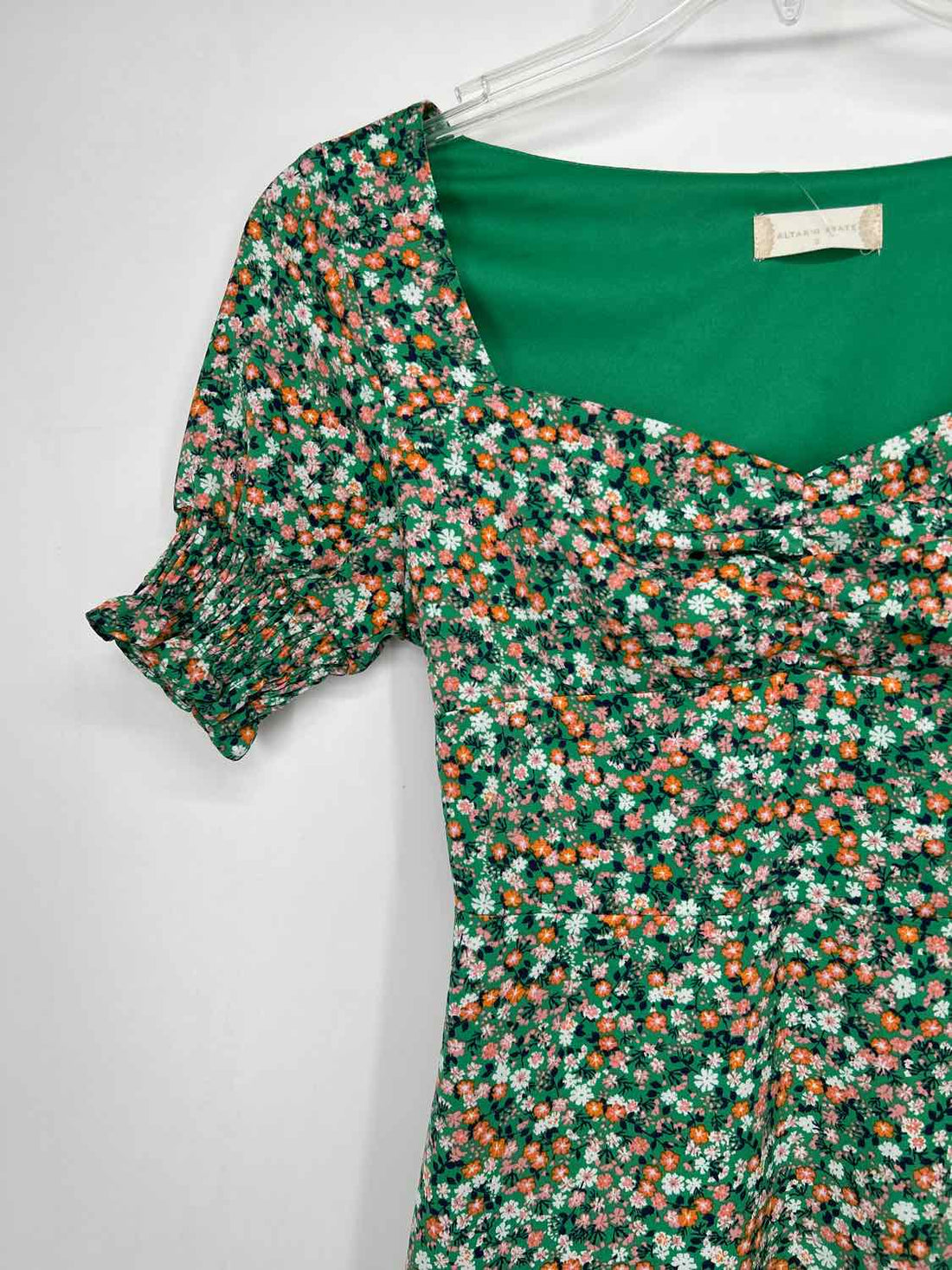 Altard State Size S Green Floral Short Sleeve Dress