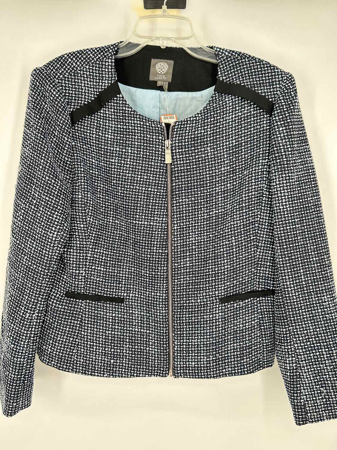 Vince Camuto Size 14 Dark Navy & White Tweed Blazer