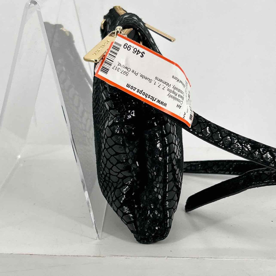 Michael Kors Black Reptile Suede Pre Owned Crossbody