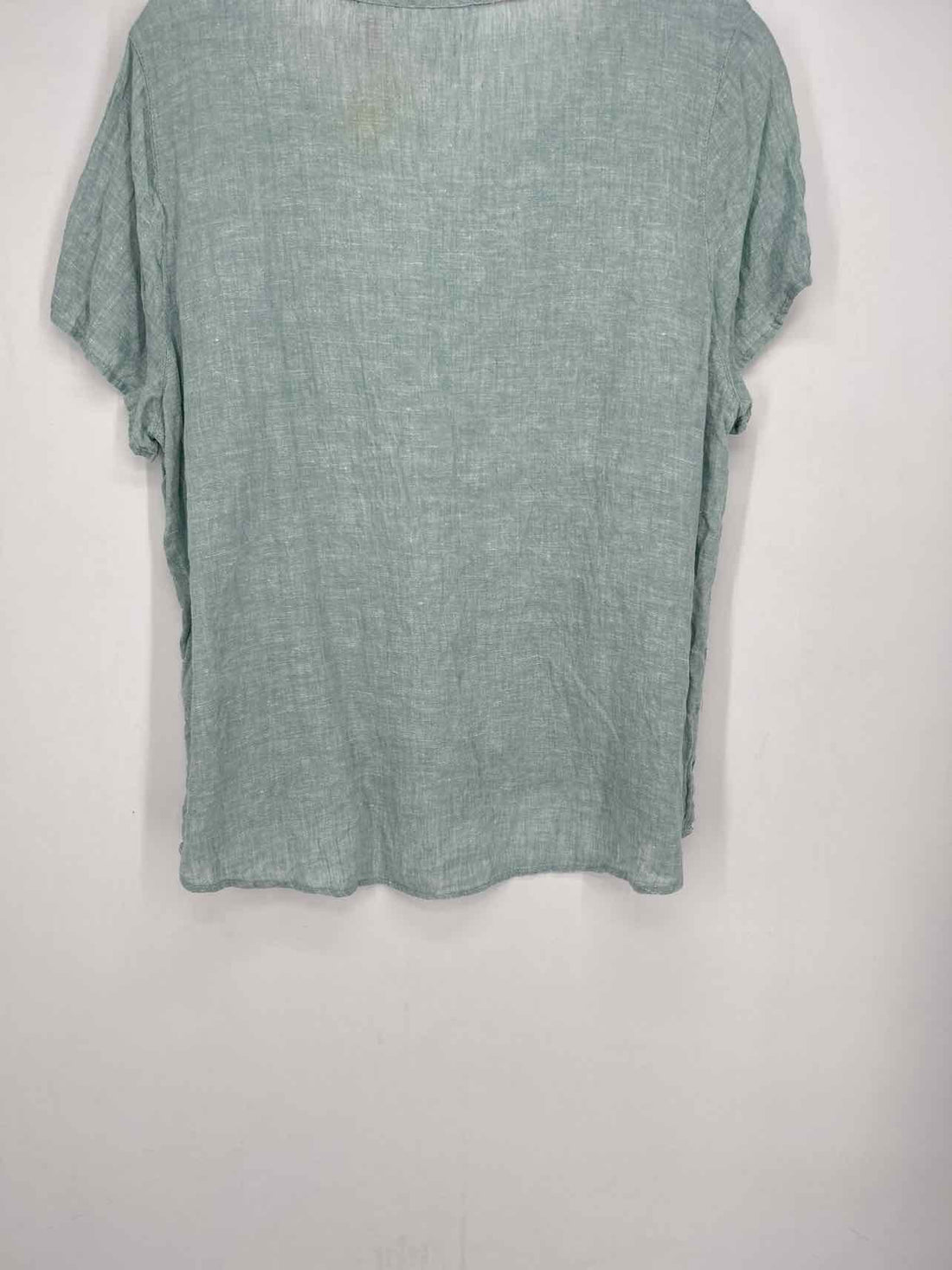 Isaac Mizrahi Size 1X Aqua Linen Top/Blouse