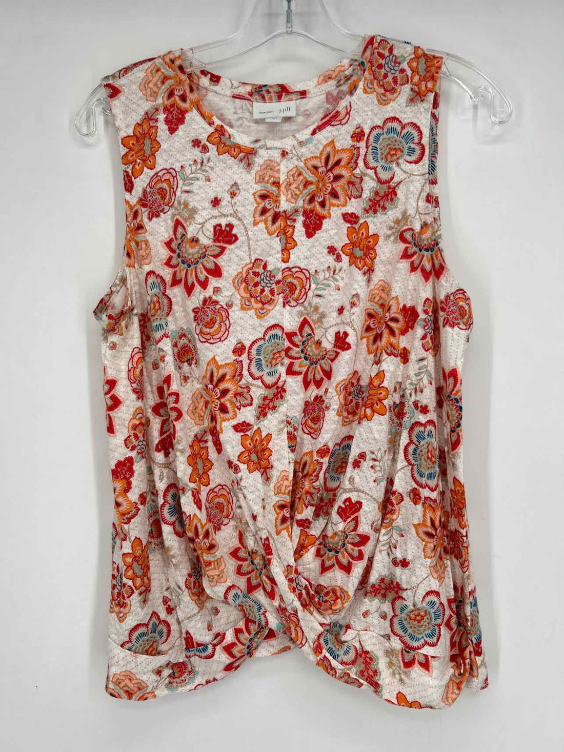 J Jill Love Linen Size M White & Red Floral Sleeveless