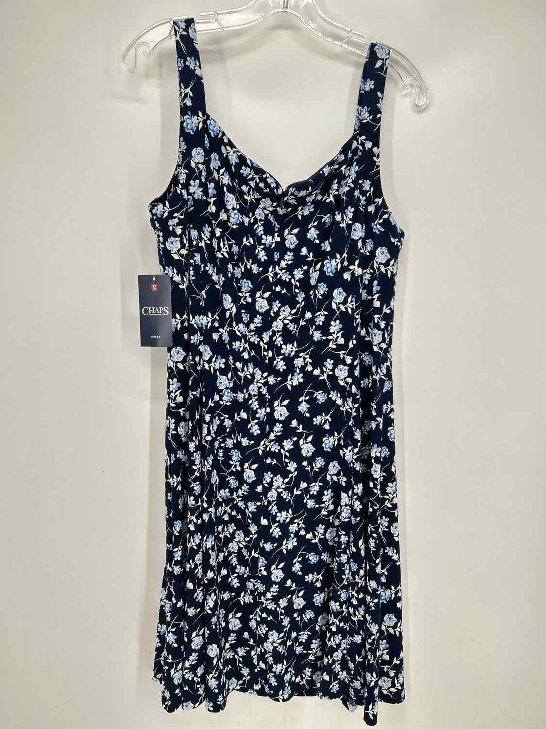 Chaps Size L Navy & White Floral NWT Dress