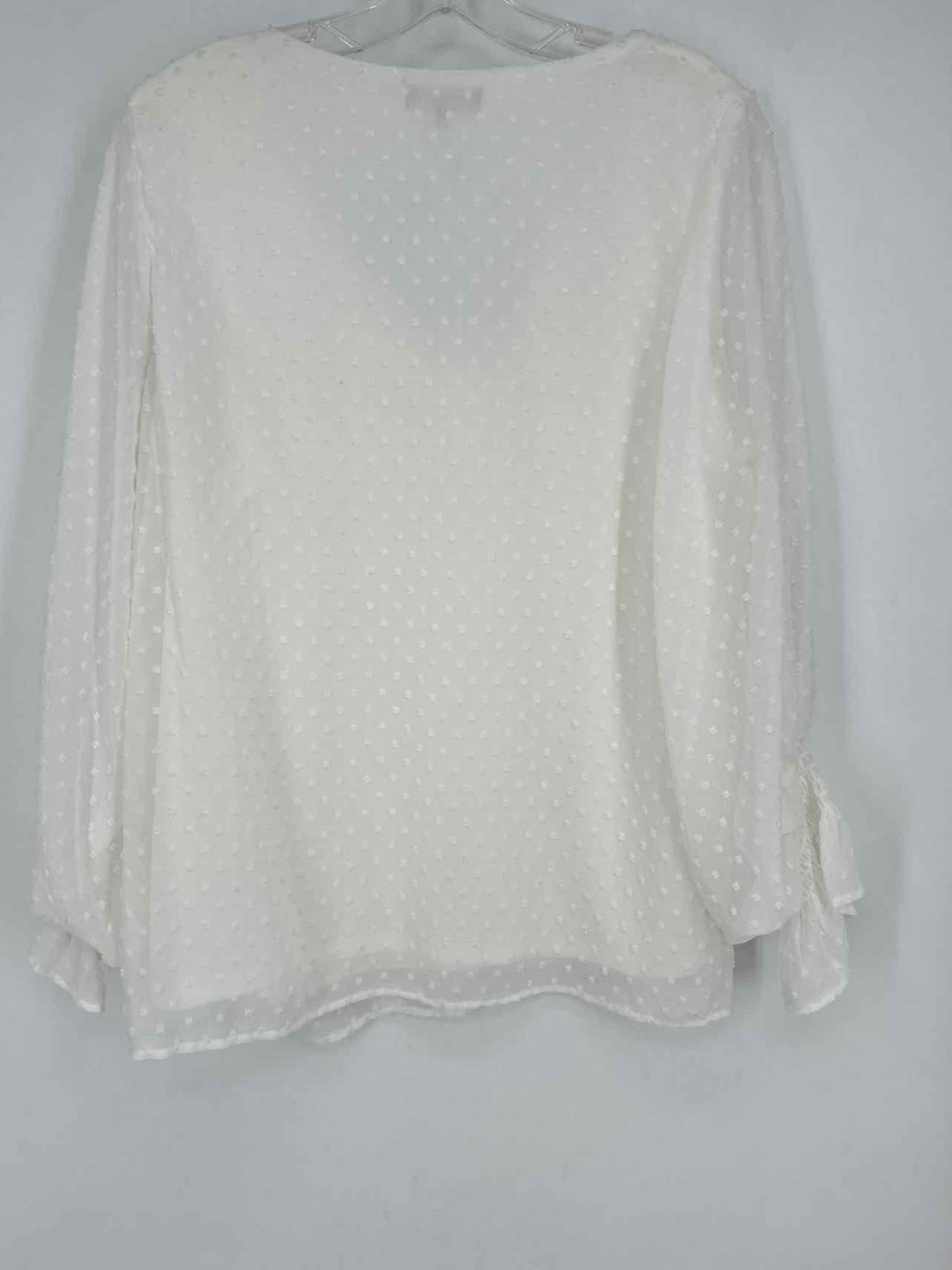 1 State Size L White Swiss Dot Long Sleeve