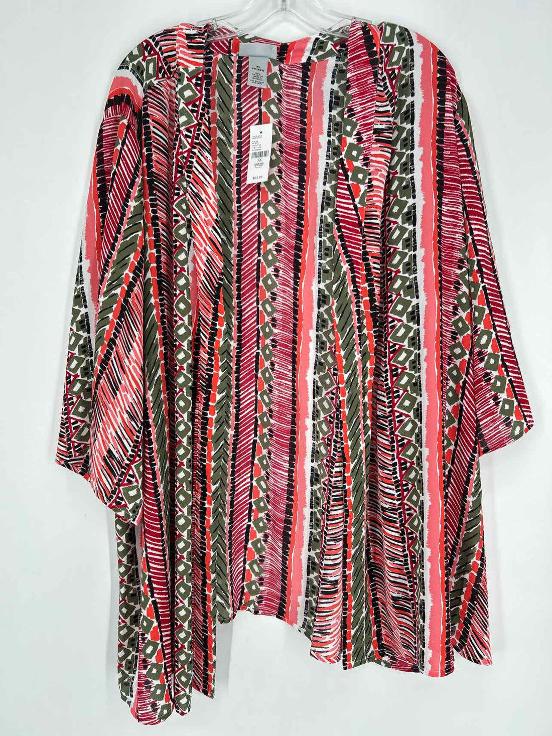 Catherines Size 3X White Print NWT Kimono
