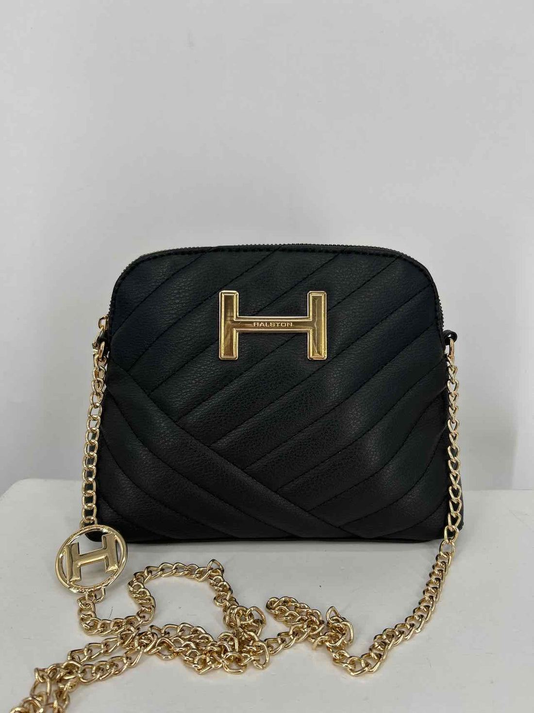 Halston Black Faux Leather Crossbody