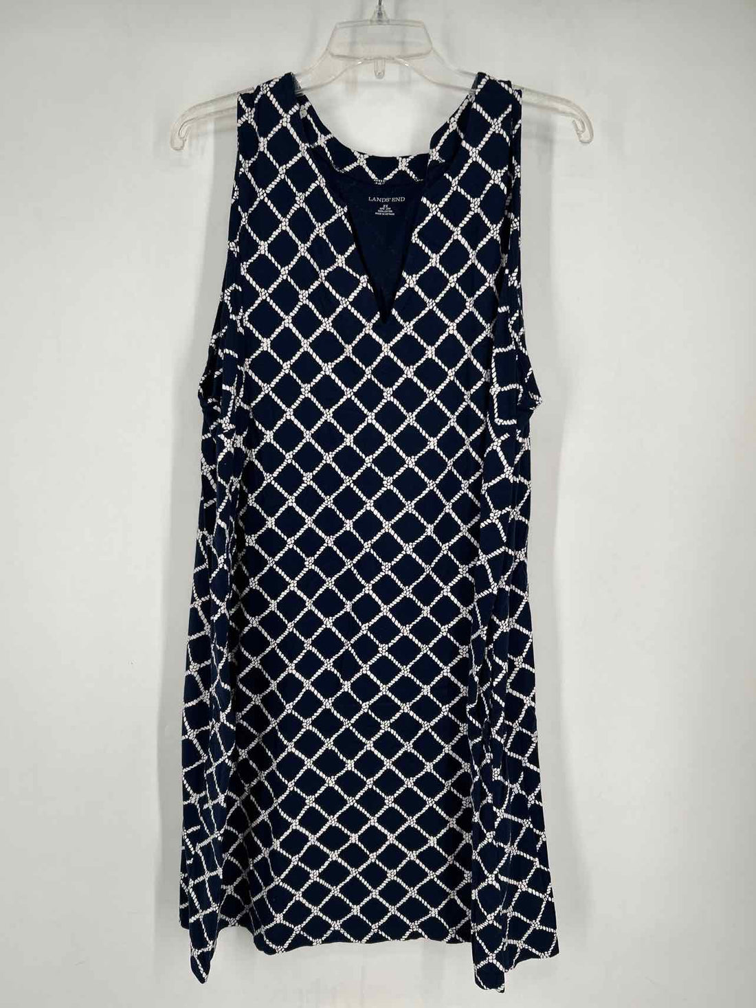 Land's End Size 2X Navy & White Sleeveless Dress