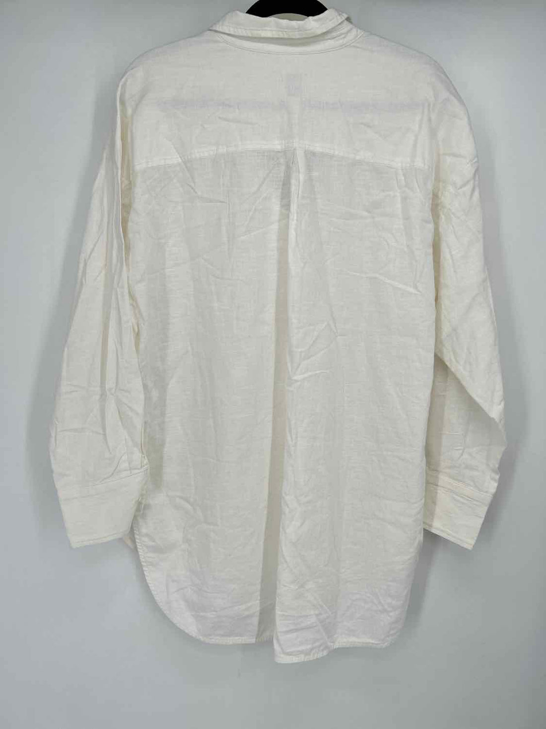 Maeve Size M White Linen/Cotton Long Sleeve