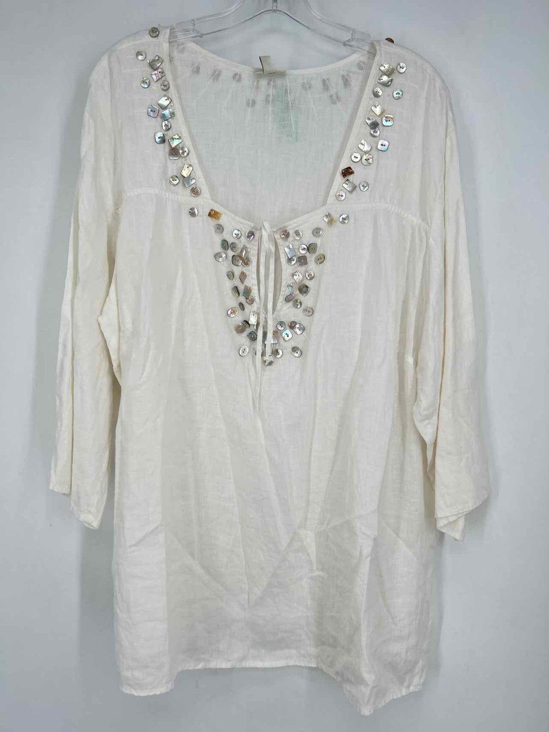 J Jill Size 2X White Embellished Coverup