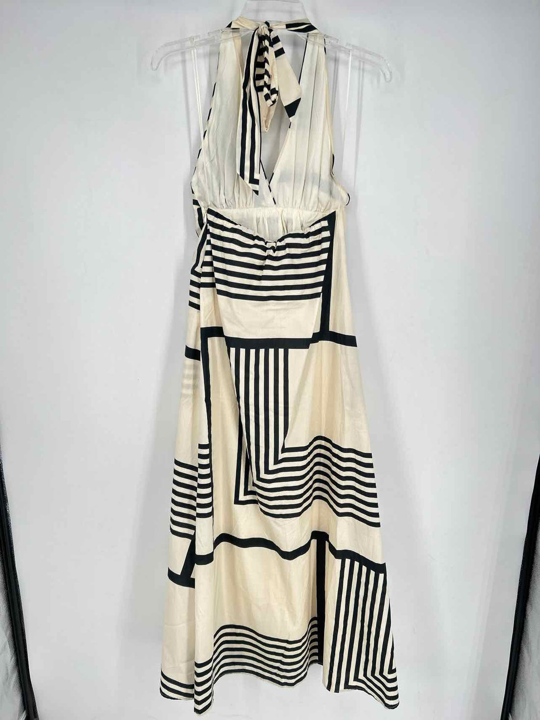 Miou Muse Size S Cream & Black Print Sleeveless Dress