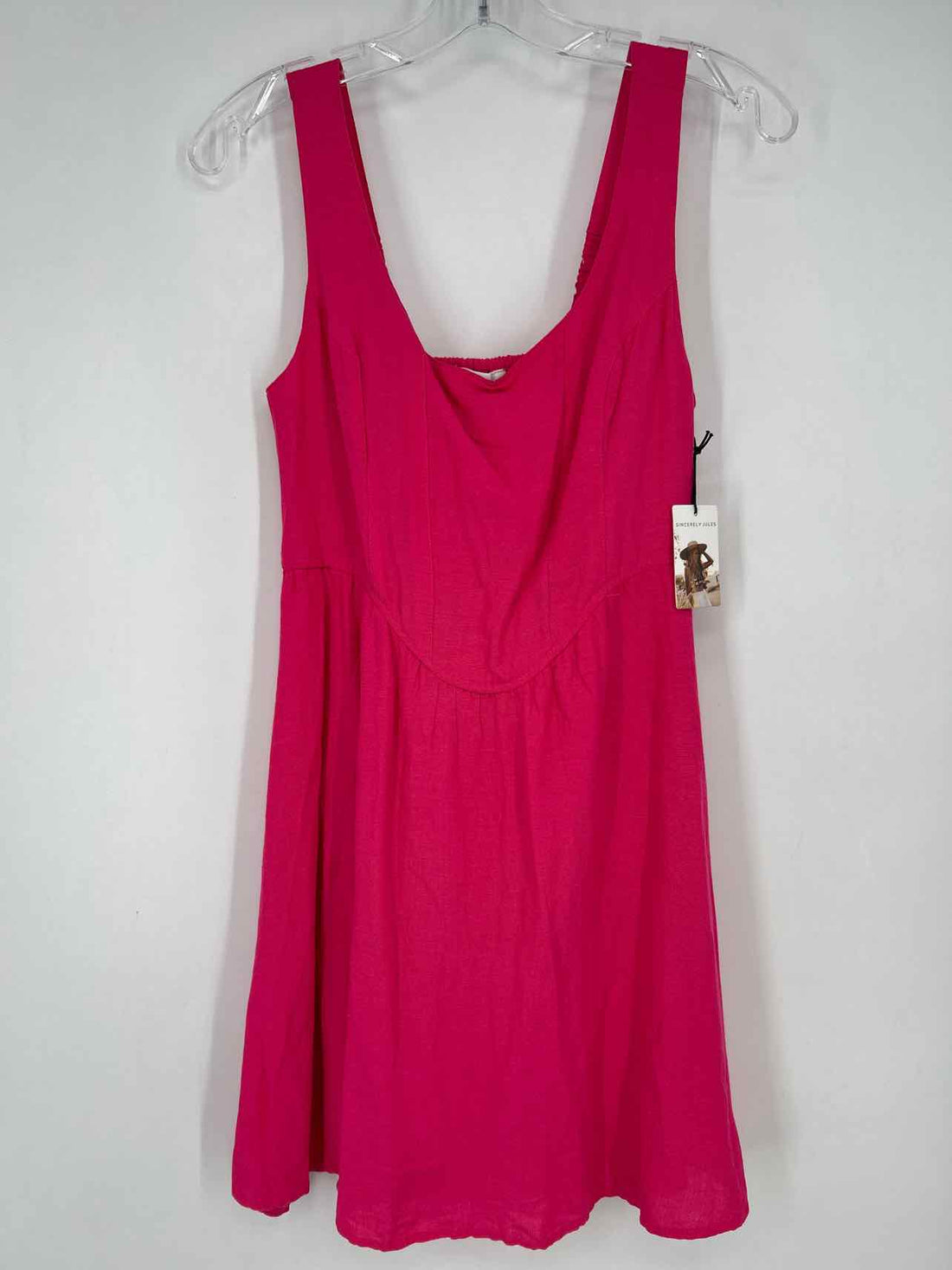 Sincerely Jules Size M Hot Pink Linen Blend NWT Dress
