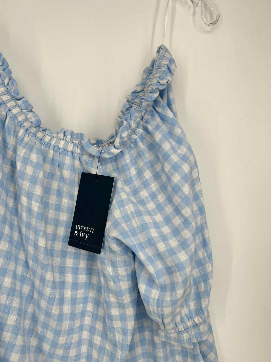 Crown & Ivy Size XXL Blue & White Gingham NWT Short Sleeve