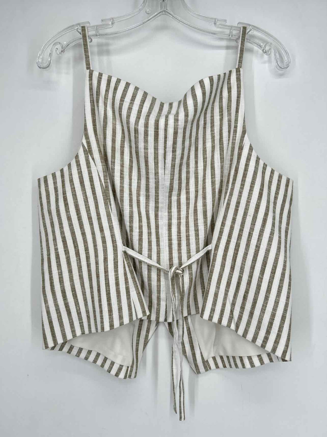 M&S Collection Size 18 White & Green Striped Linen Blend NWT Tank Top