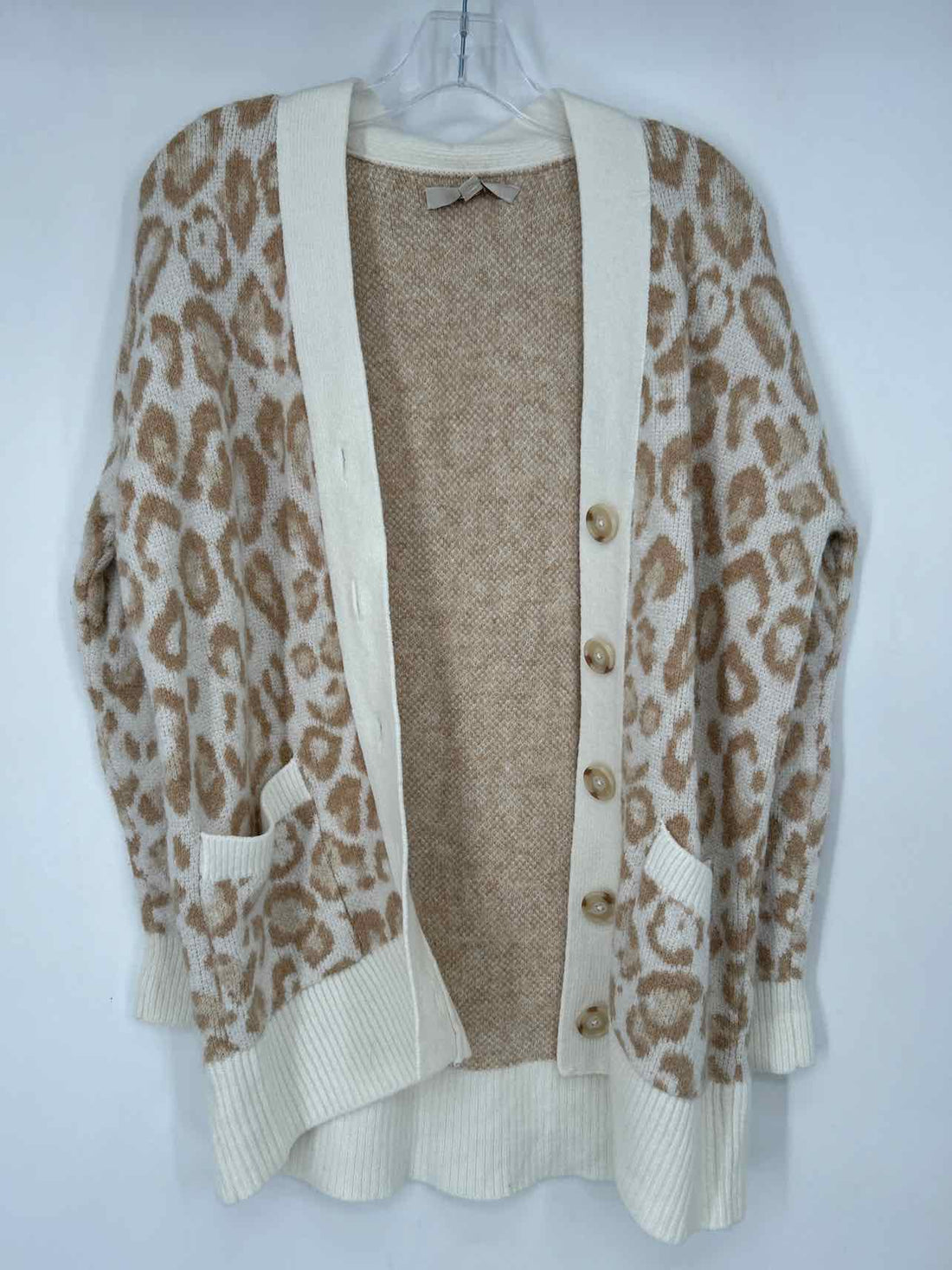 Loft Size M Beige Leopard Cardigan