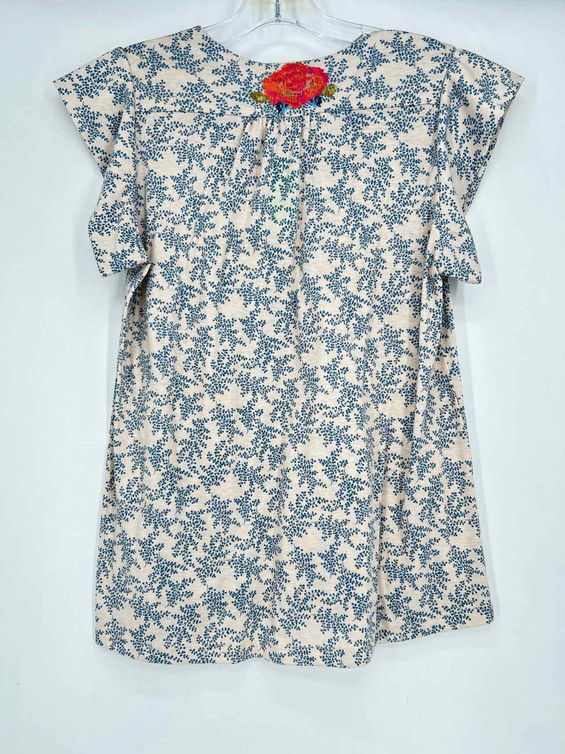 THML Size S cream & blue Embroidered Short Sleeve