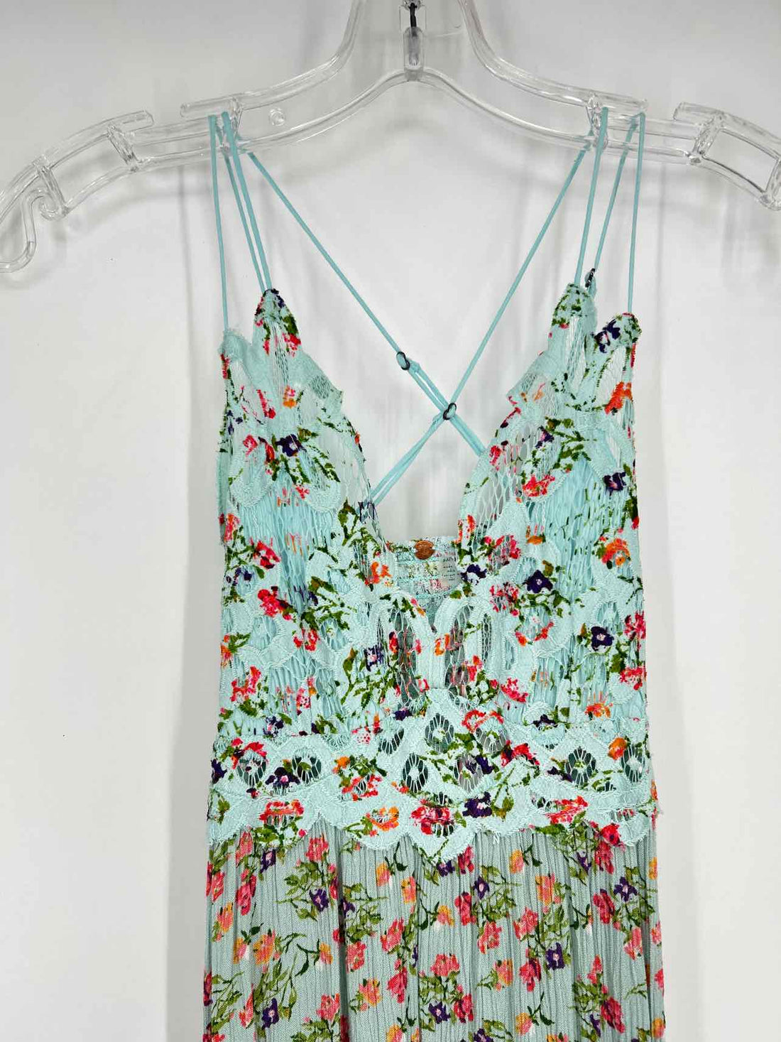 FP One Size XS Light Blue Floral Sleeveless Dress
