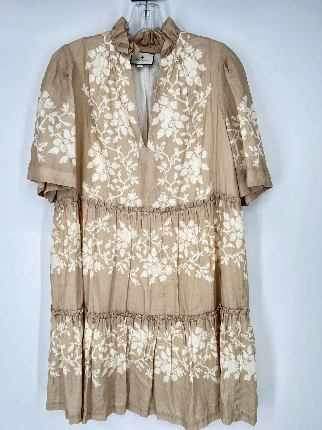 Tuckernuck Size L Khaki & Cream Short Sleeve Dress