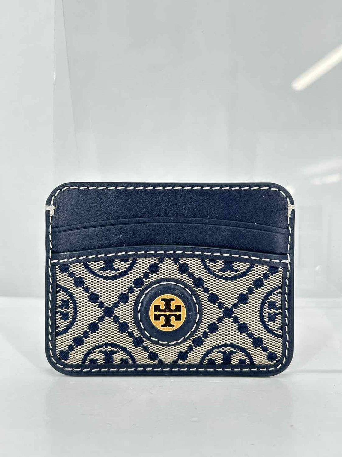 Tory Burch Navy Canvas & Leather Wallet