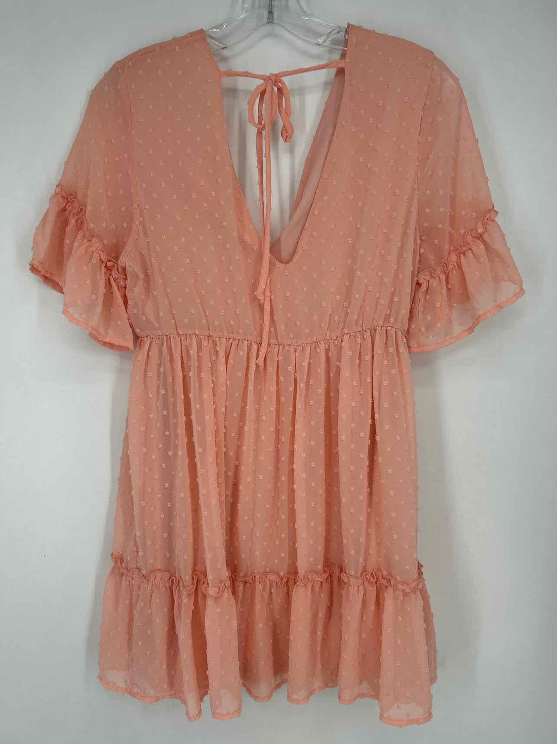 Peach Love Size M Light Pink Swiss Dot Short Sleeve Dress