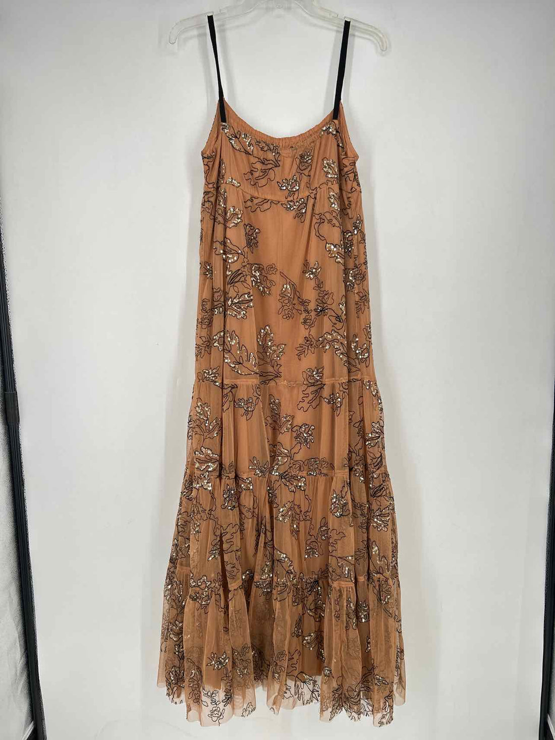 By Anthropologie Size S Tan & Black Sequins & Mesh NWT Maxi